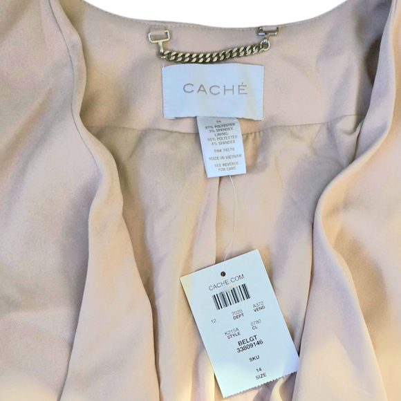 NWT VTG Women's Cache Blazer, SZ 14, Blush Pink Gold Zipper Detail - Picture 7 of 7